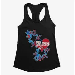 Boxlunch Betty Boop USA Blue Heart And Stars Womens Tank Top