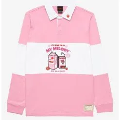 Sanrio My Melody Strawberry Milk Embroidered Rugby Shirt - BoxLunch Exclusive