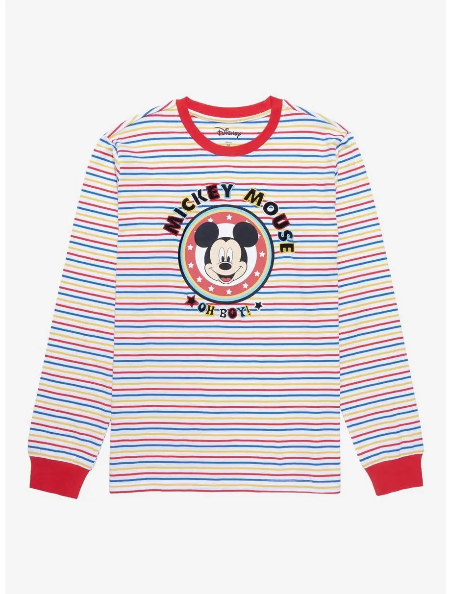 Disney Mickey Mouse Oh Boy Striped Long Sleeve T-Shirt - BoxLunch Exclusive