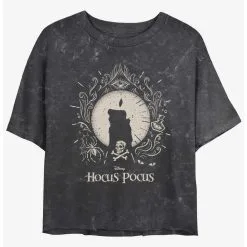 Boxlunch Disney Hocus Pocus Black Flame Mineral Wash Womens Crop T-Shirt