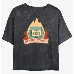 Boxlunch Disney The Owl House Hexside School Logo Mineral Wash Womens Crop T-Shirt